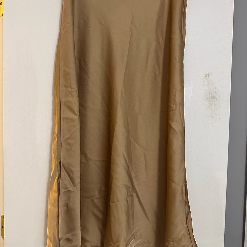 Elegant Gold Satin Skirt